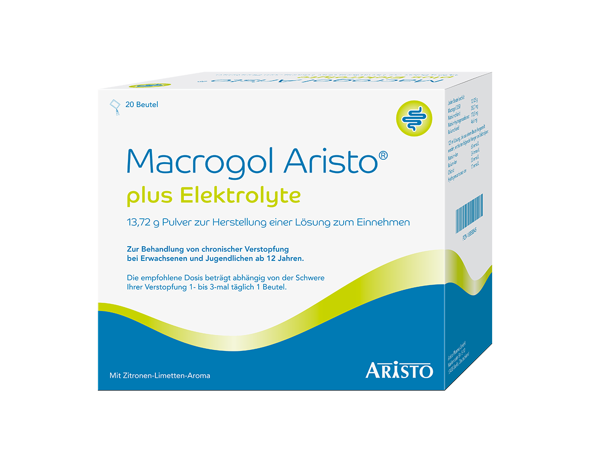 Macrogol Aristo® plus Elektrolyte Packshot 20er Packung