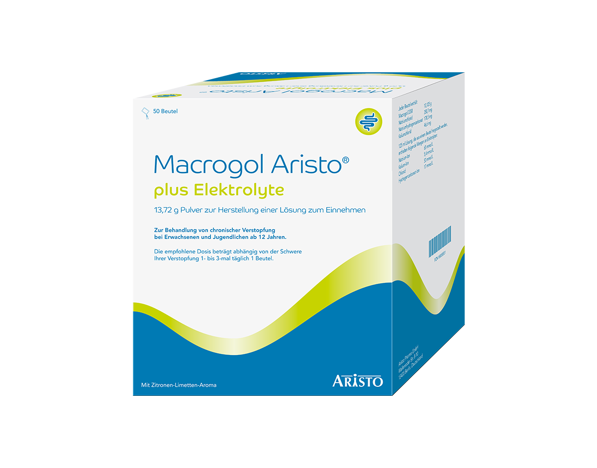 Macrogol Aristo® plus Elektrolyte Packshot 50er Packung